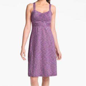 Prana Amaya Spacedye Sweetheart V-Neck Sleeveless Summer Dress Purple Shelf Bra
